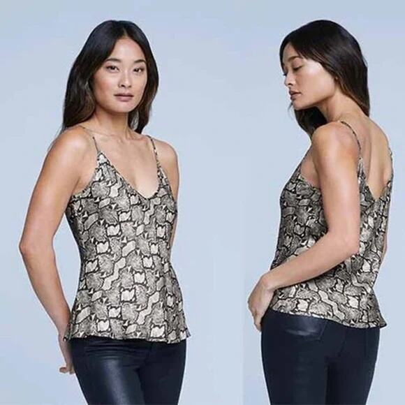 NEW L'Agence Lexi Camisole Snake Skin V- Neck Tank Women's Sage Multi Sz: XS - Picture 1 of 7